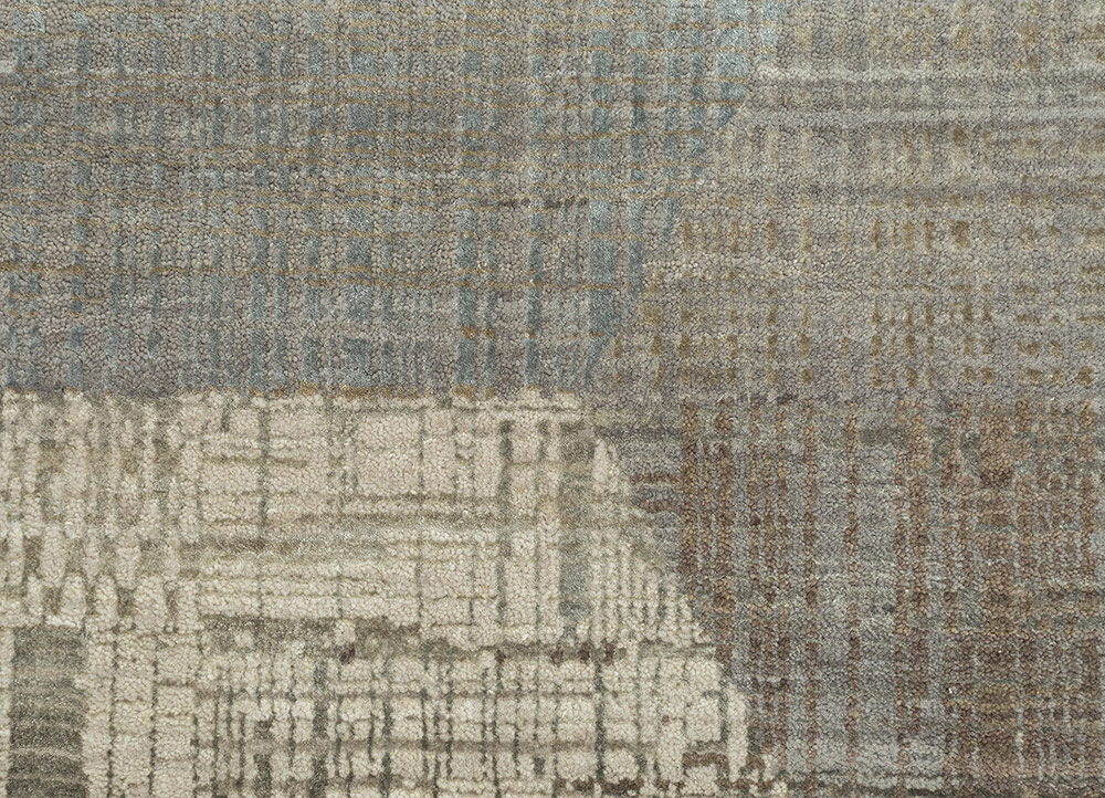 unstring by kavi beige and brown wool and bamboo silk Hand Knotted Rug - CloseUp