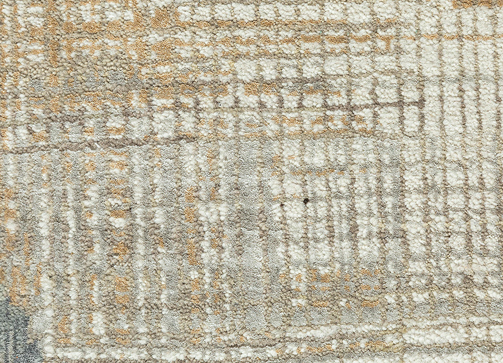 unstring by kavi ivory wool and bamboo silk Hand Knotted Rug - CloseUp