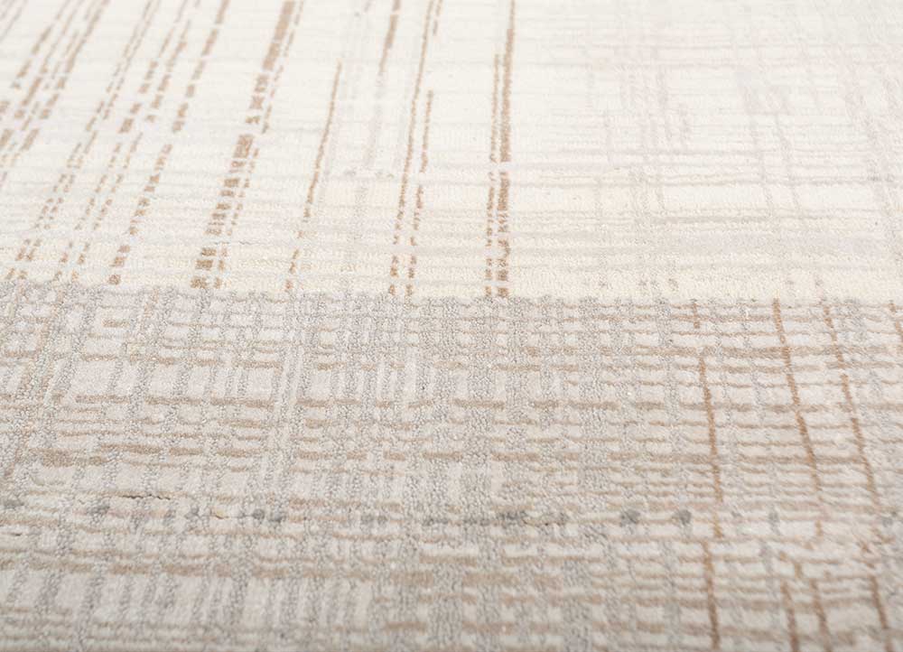 unstring by kavi grey and black wool and bamboo silk Hand Knotted Rug - CloseUp