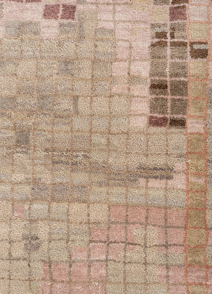 hidden by kavi ivory wool and bamboo silk Hand Knotted Rug - CloseUp