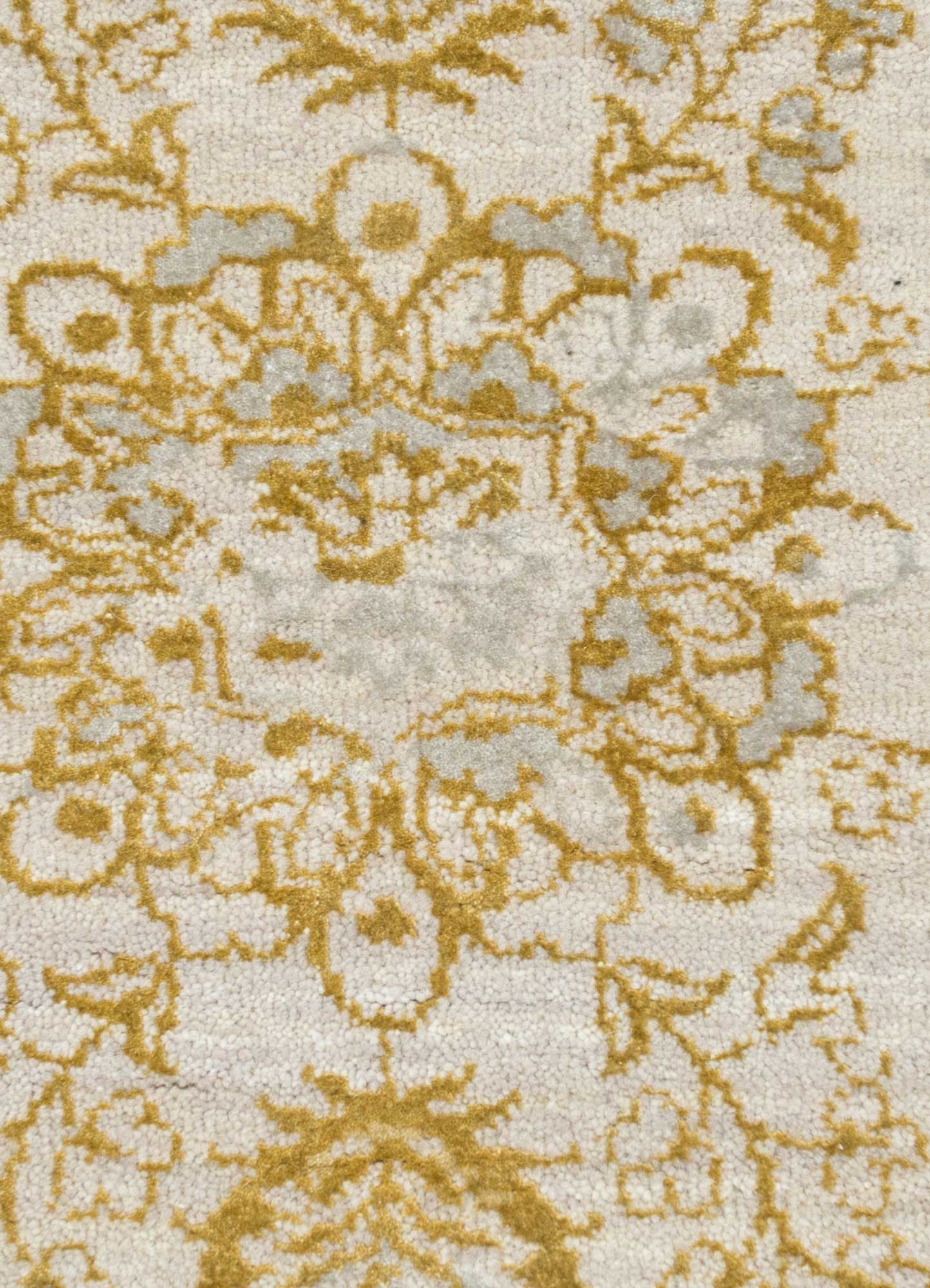 far east ivory wool and bamboo silk Hand Knotted Rug - CloseUp