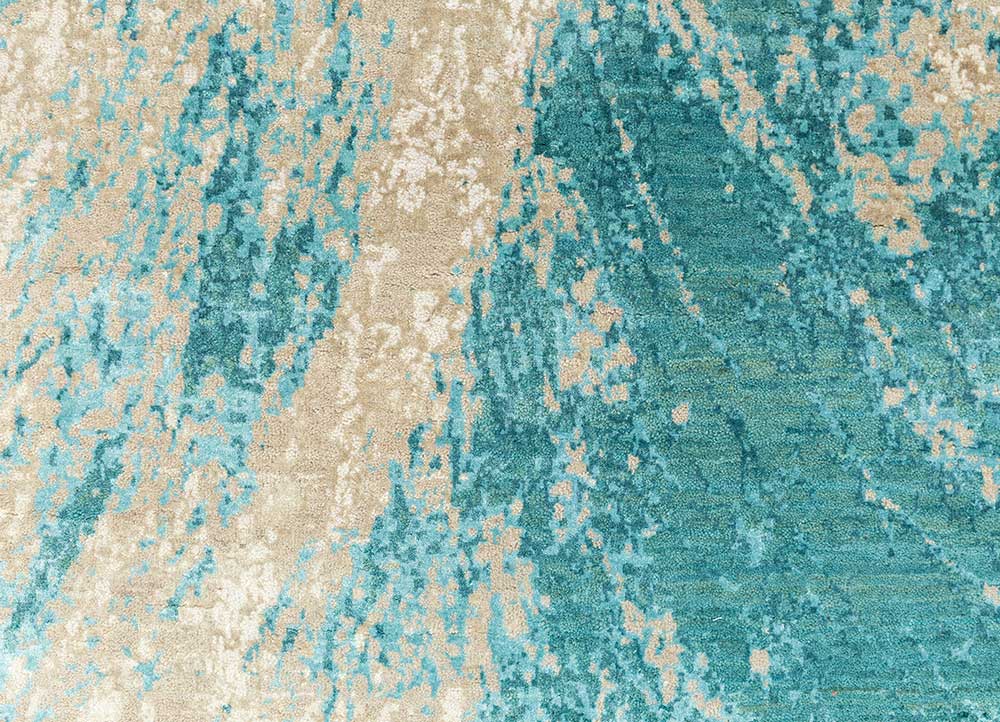 tattvam blue wool and bamboo silk Hand Knotted Rug - CloseUp