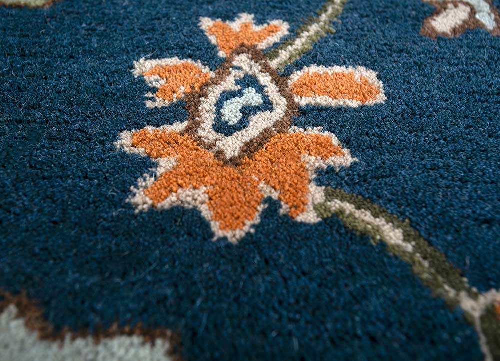 kasbah blue wool  Rug - CloseUp