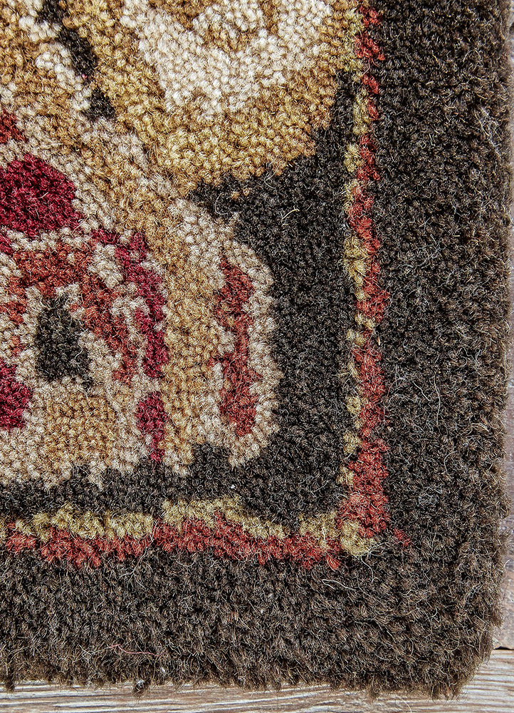 mythos beige and brown wool Hand Tufted Rug - CloseUp