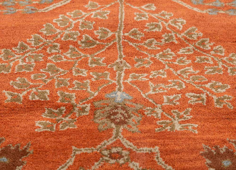 kasbah red and orange wool Hand Tufted Rug - CloseUp