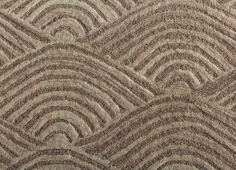 pathways beige and brown wool Hand Tufted Rug - CloseUp