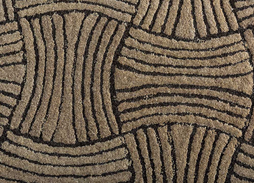 pathways beige and brown wool Hand Tufted Rug - CloseUp