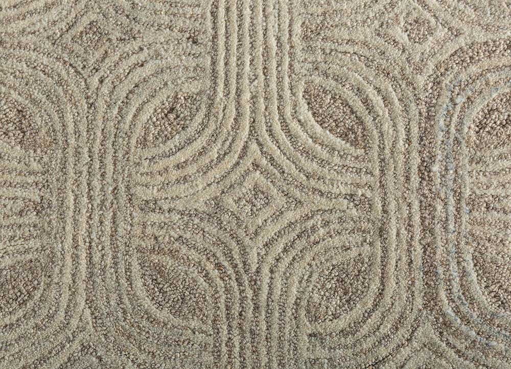 pathways beige and brown wool Hand Tufted Rug - CloseUp