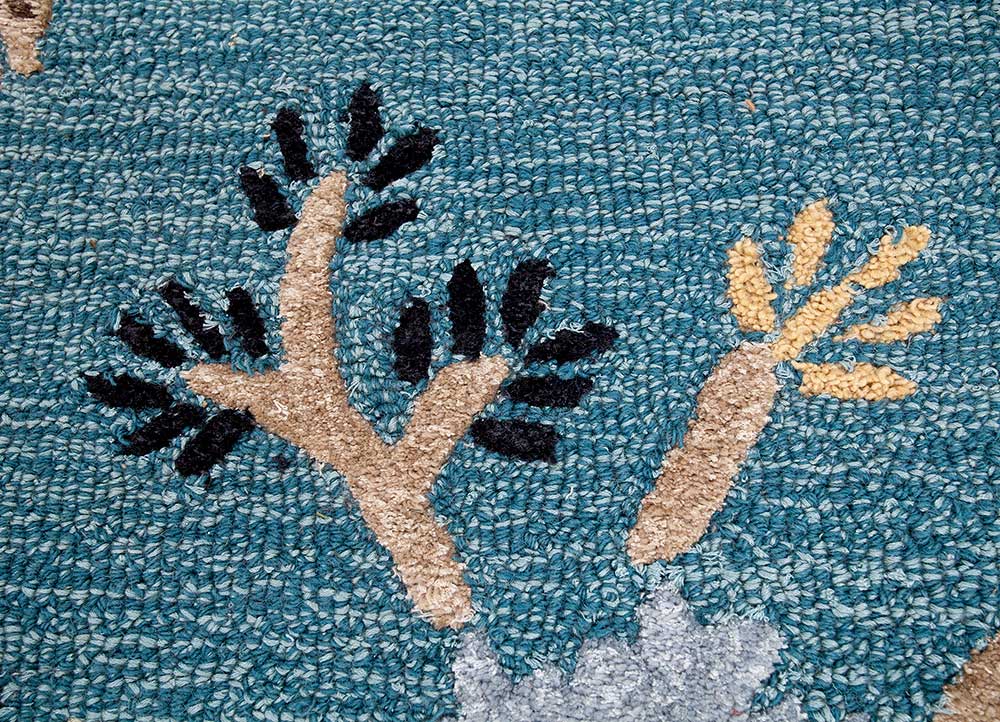 hacienda blue wool and viscose Hand Tufted Rug - CloseUp