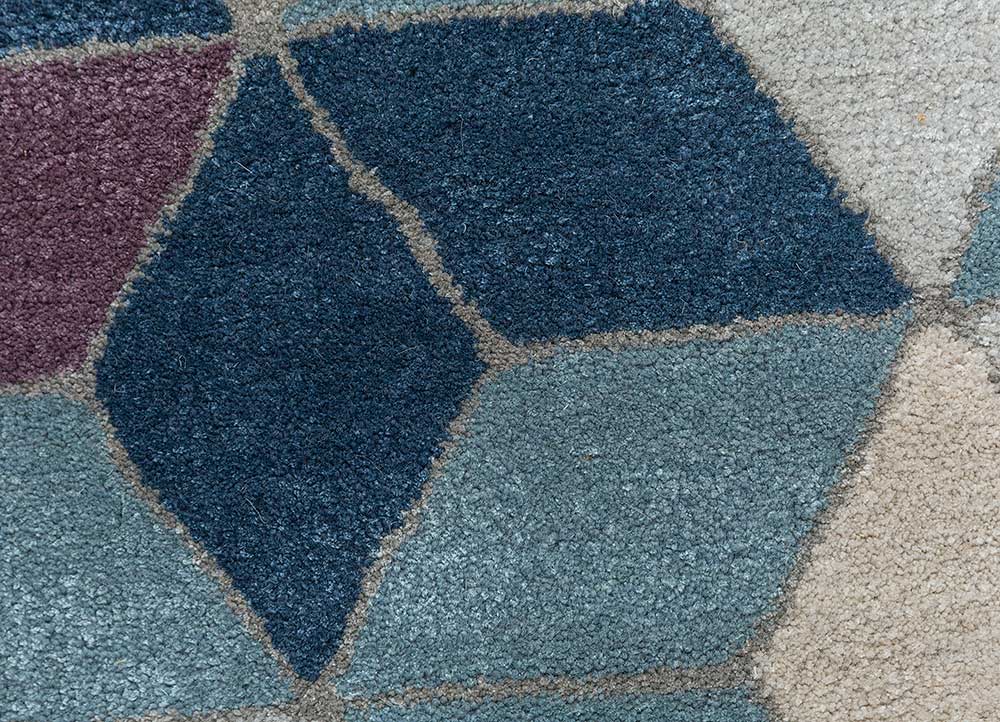 genesis blue wool and viscose Hand Tufted Rug - CloseUp