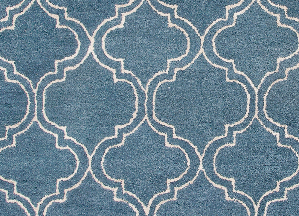 contour blue wool and viscose Hand Tufted Rug - CloseUp