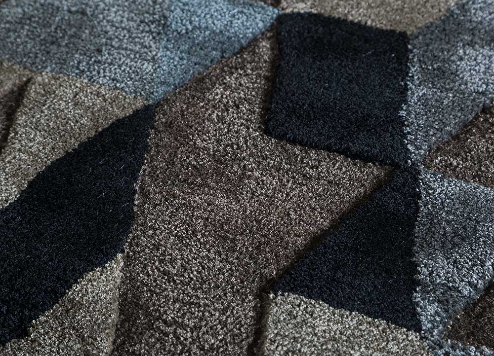 acar grey and black wool and viscose Hand Tufted Rug - CloseUp