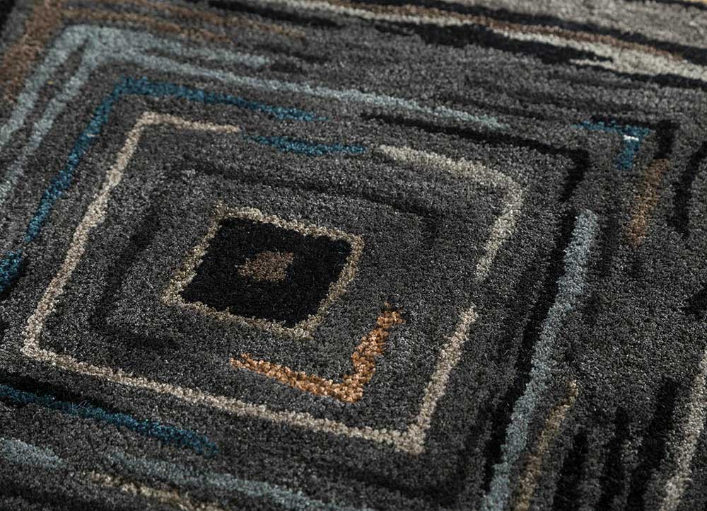 genesis grey and black wool and viscose Hand Tufted Rug - CloseUp