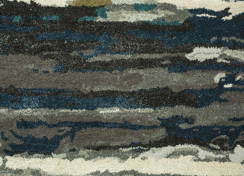 genesis grey and black wool and viscose Hand Tufted Rug - CloseUp