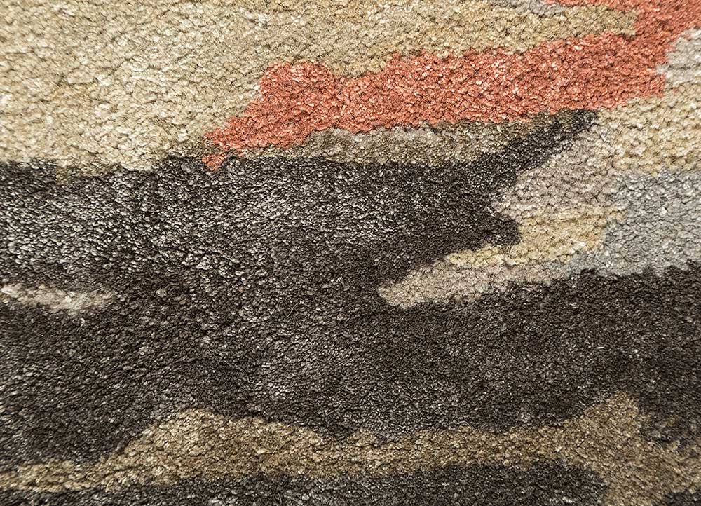 genesis beige and brown wool and viscose Hand Tufted Rug - CloseUp