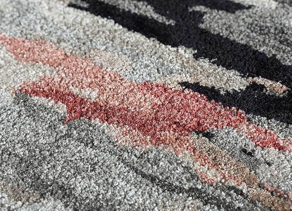 genesis grey and black wool and viscose Hand Tufted Rug - CloseUp