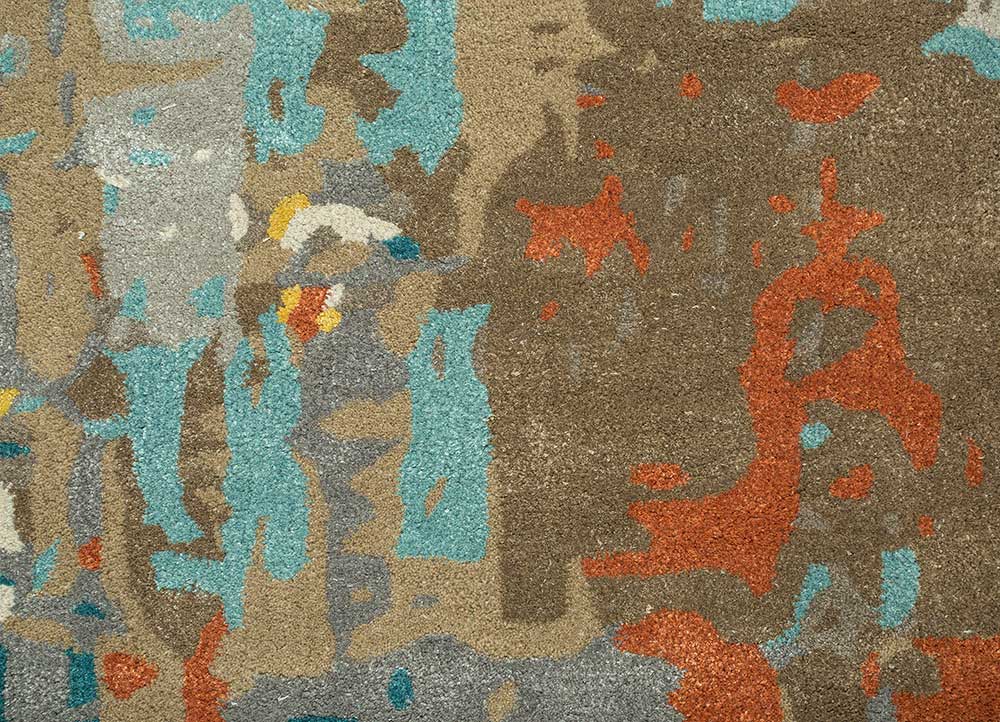 genesis beige and brown wool and viscose Hand Tufted Rug - CloseUp