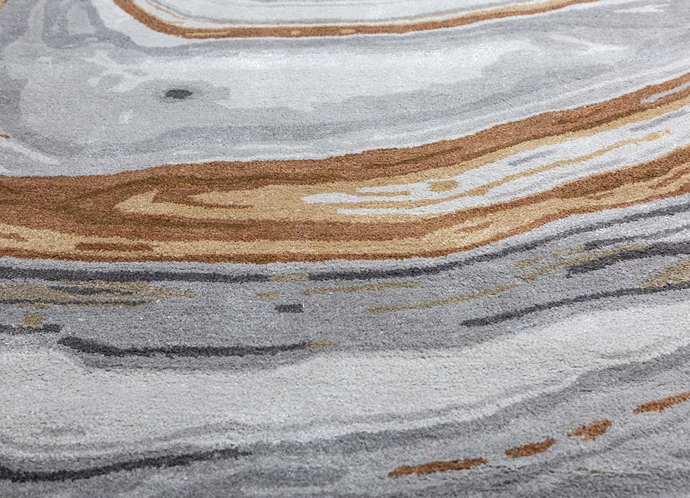 genesis beige and brown wool and viscose Hand Tufted Rug - CloseUp