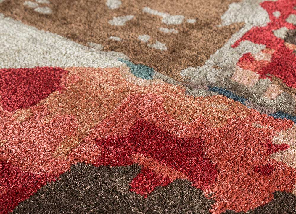 genesis red and orange wool and viscose Hand Tufted Rug - CloseUp