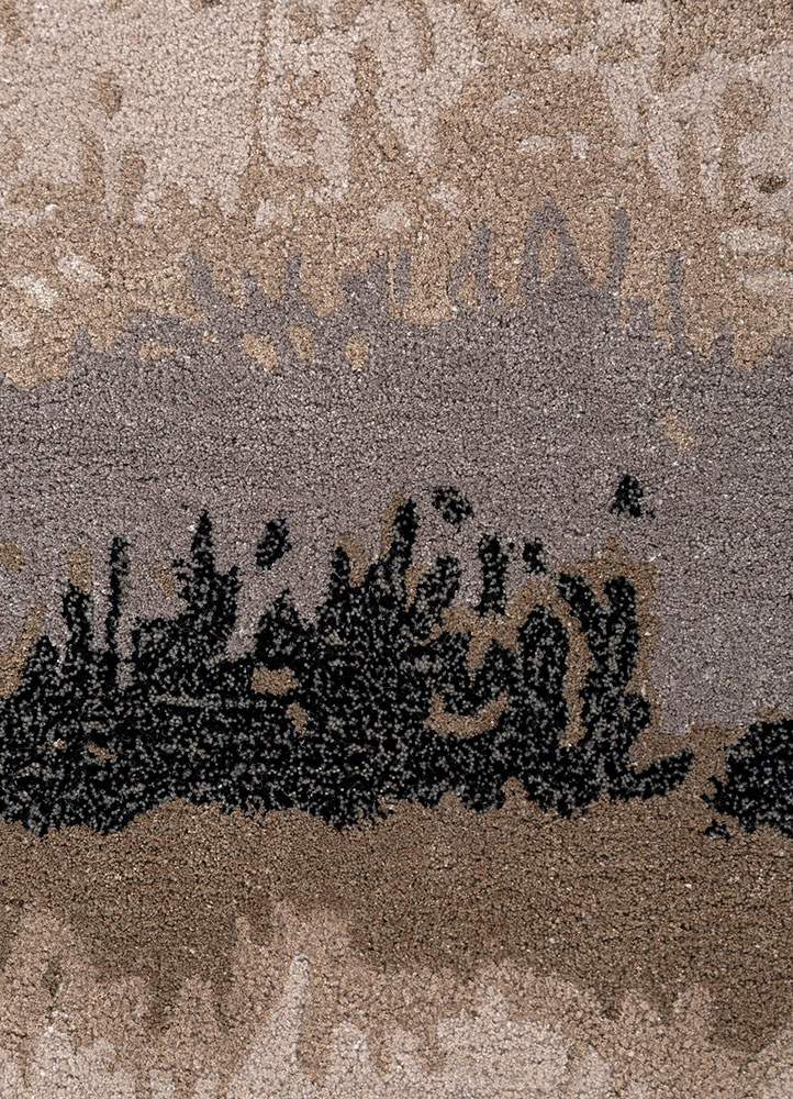 genesis beige and brown wool and viscose Hand Tufted Rug - CloseUp