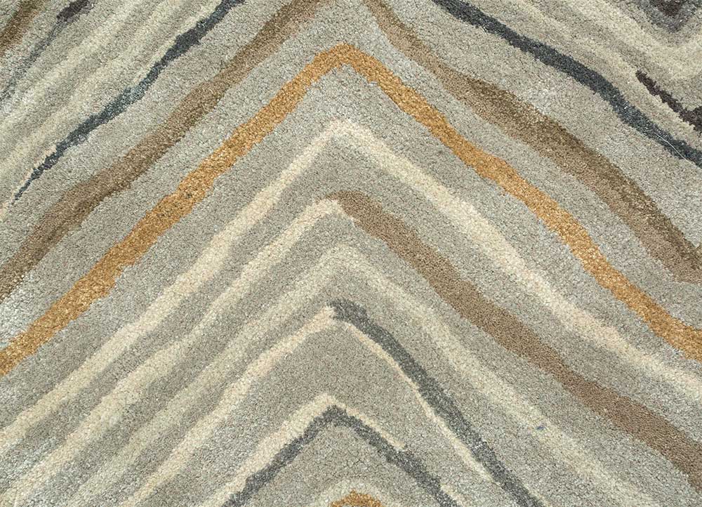 genesis beige and brown wool and viscose Hand Tufted Rug - CloseUp