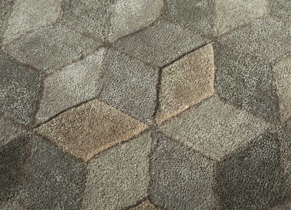 acar beige and brown wool and viscose Hand Tufted Rug - CloseUp