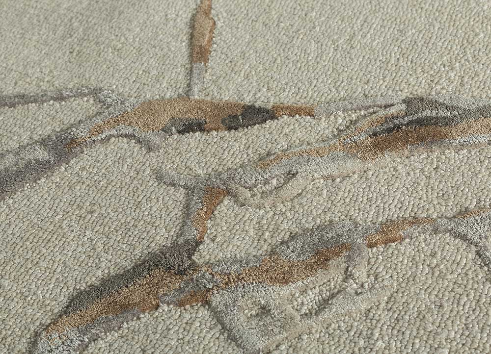 genesis beige and brown wool and viscose Hand Tufted Rug - CloseUp