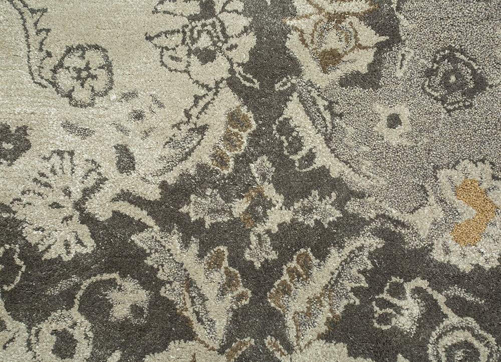 mythos grey and black wool and viscose Hand Tufted Rug - CloseUp