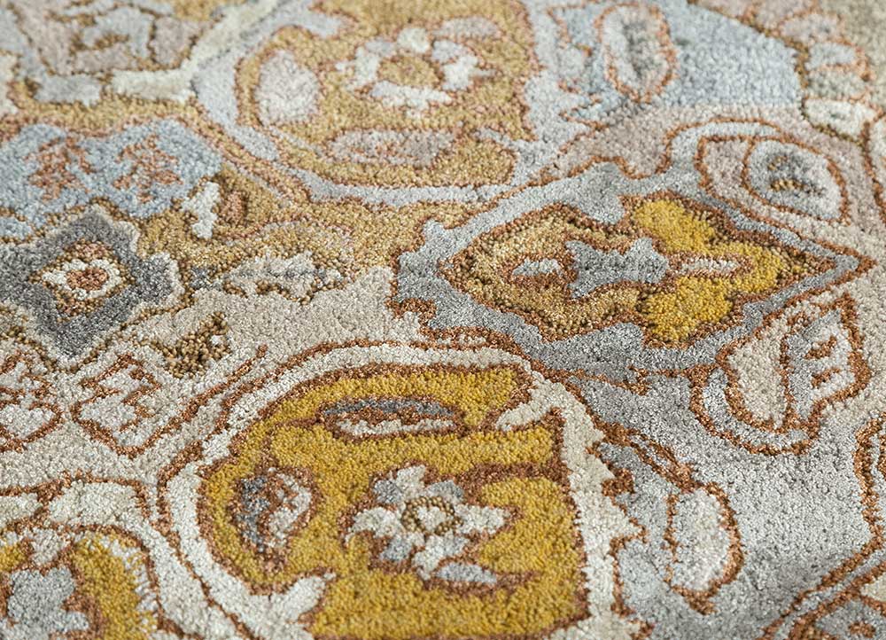 mythos beige and brown wool and viscose Hand Tufted Rug - CloseUp