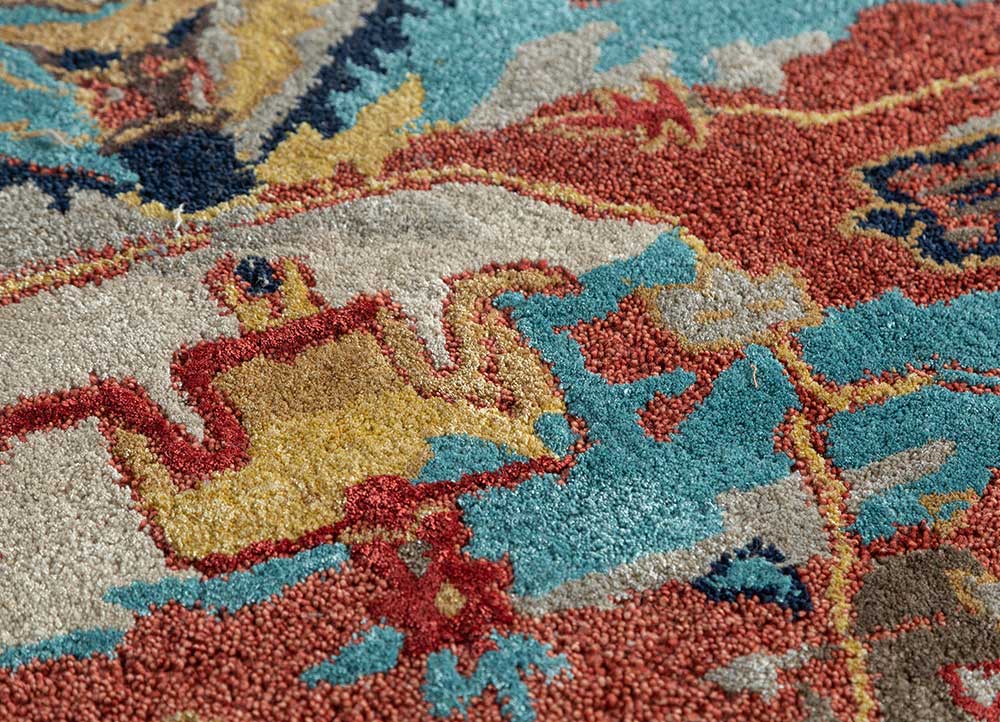 mythos red and orange wool and viscose Hand Tufted Rug - CloseUp