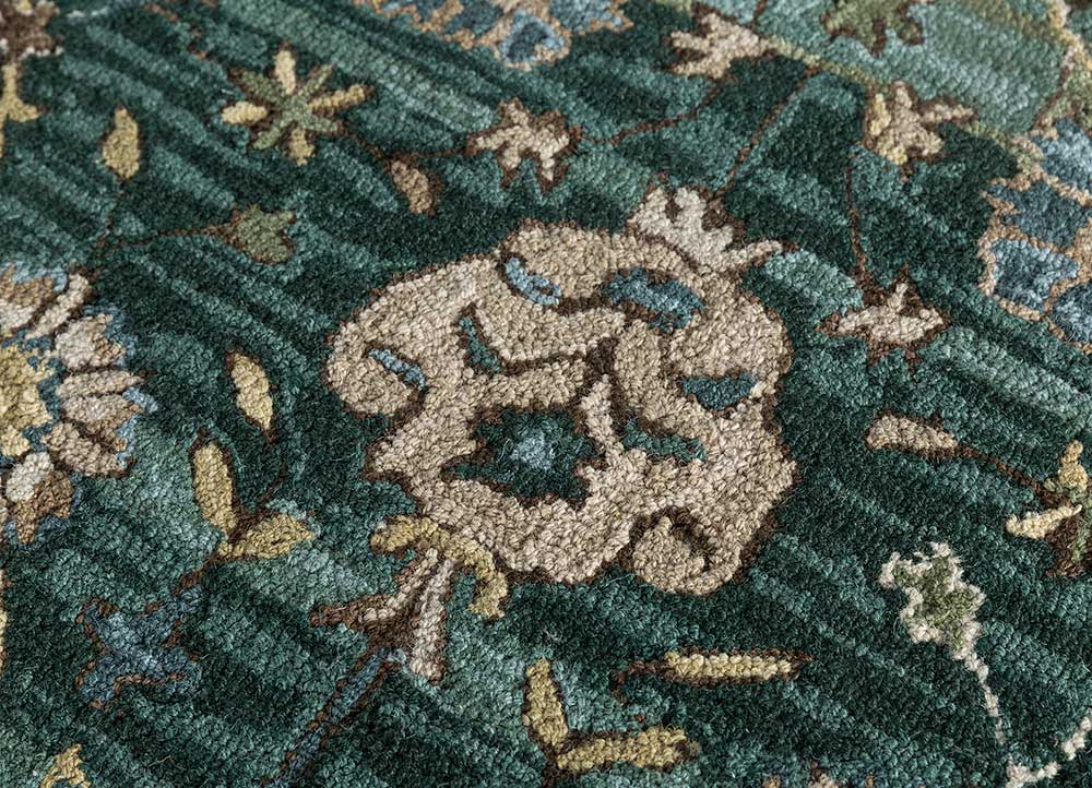 mythos green wool Hand Tufted Rug - CloseUp