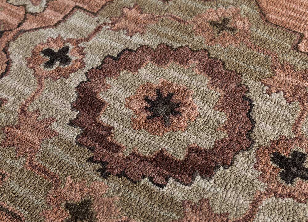 mythos beige and brown wool Hand Tufted Rug - CloseUp