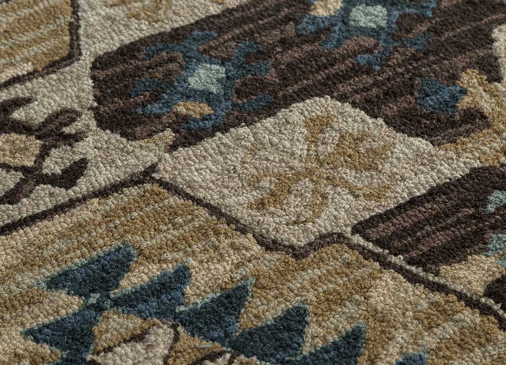 mythos beige and brown wool Hand Tufted Rug - CloseUp