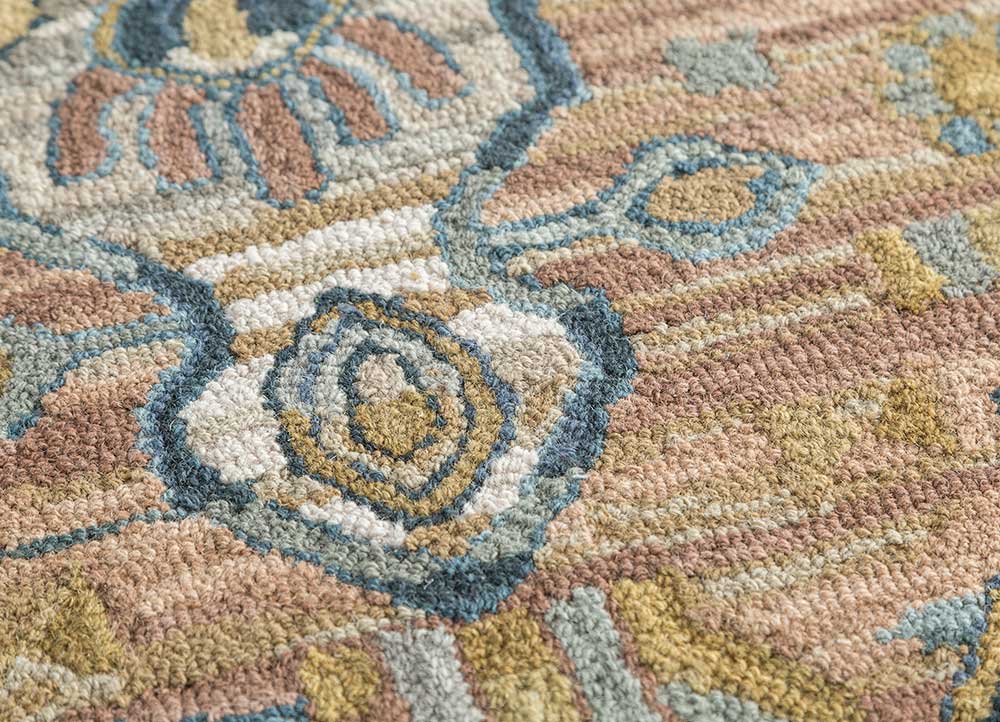 kasbah beige and brown wool Hand Tufted Rug - CloseUp