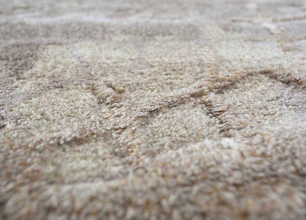 mythos beige and brown wool and viscose Hand Tufted Rug - CloseUp