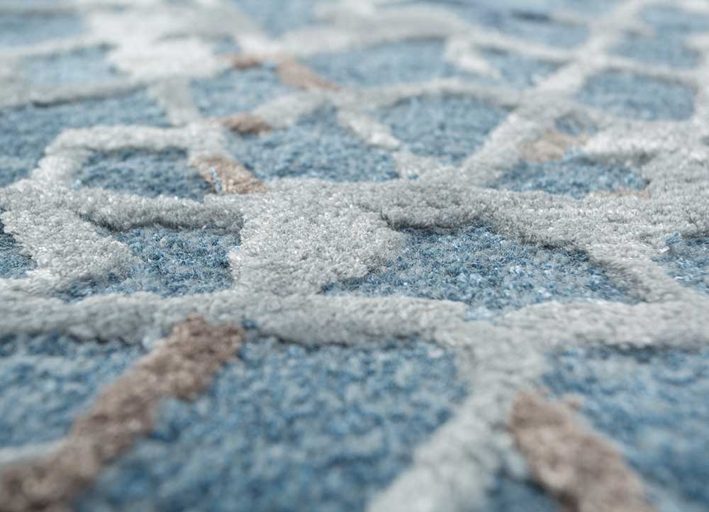 mythos blue wool and viscose Hand Tufted Rug - CloseUp