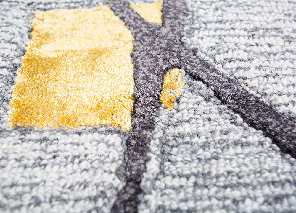 acar grey and black wool and viscose Hand Tufted Rug - CloseUp