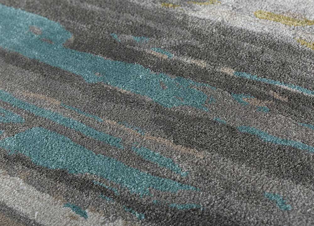genesis grey and black wool and viscose Hand Tufted Rug - CloseUp