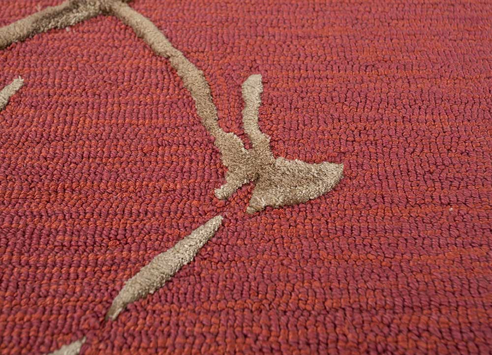 genesis red and orange wool and viscose Hand Tufted Rug - CloseUp