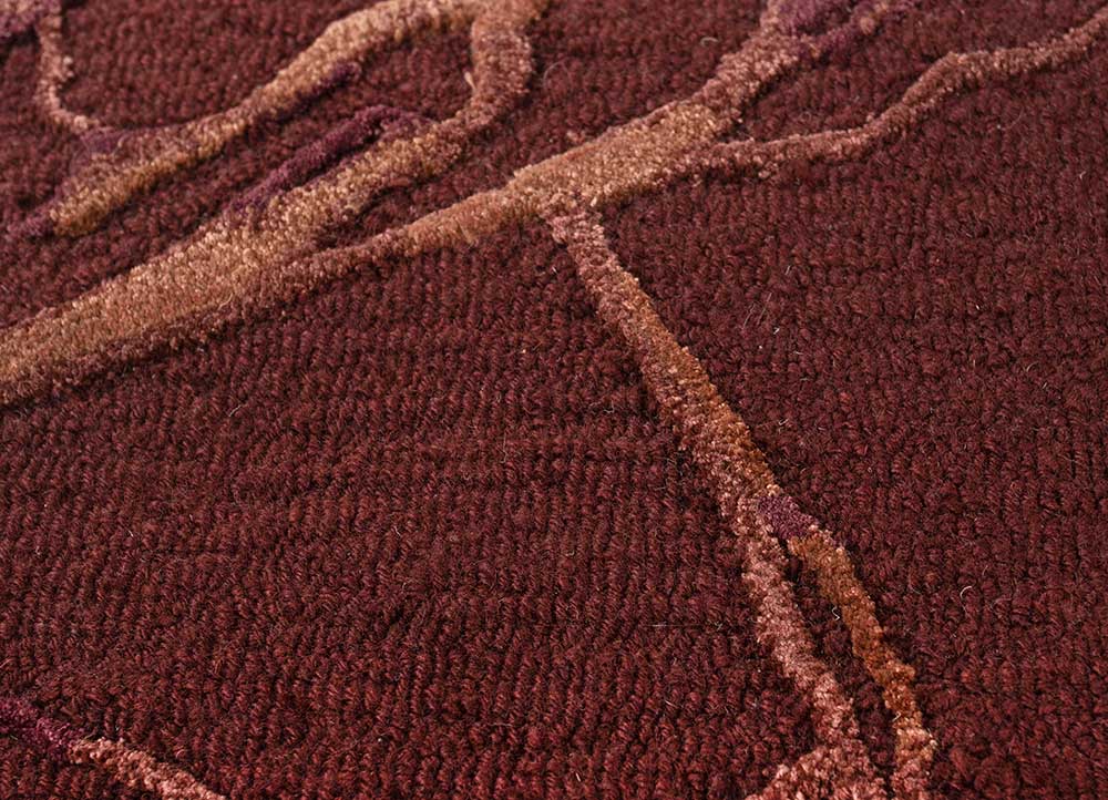 genesis red and orange wool and viscose Hand Tufted Rug - CloseUp