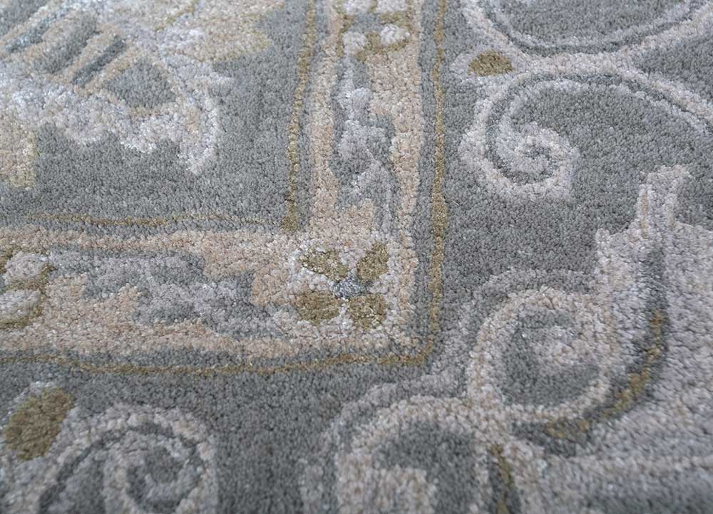 kasbah grey and black wool and viscose Hand Tufted Rug - CloseUp