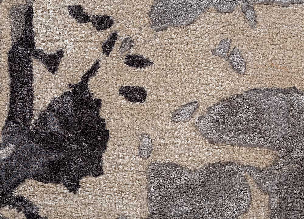 genesis grey and black wool and viscose Hand Tufted Rug - CloseUp