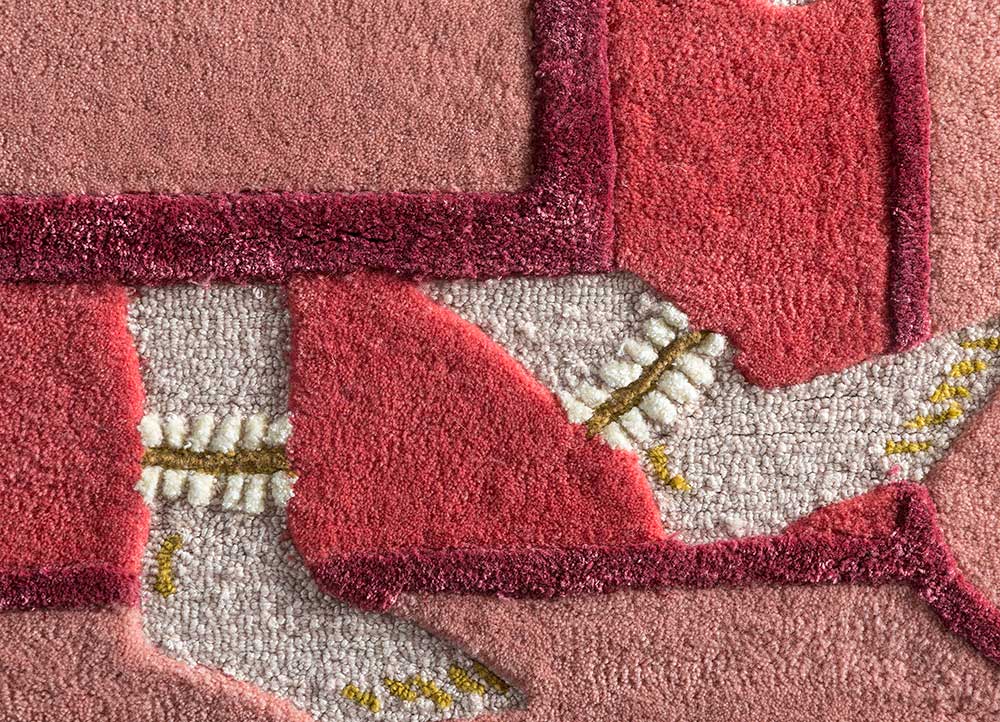 jaipur wunderkammer red and orange wool and viscose Hand Tufted Rug - CloseUp