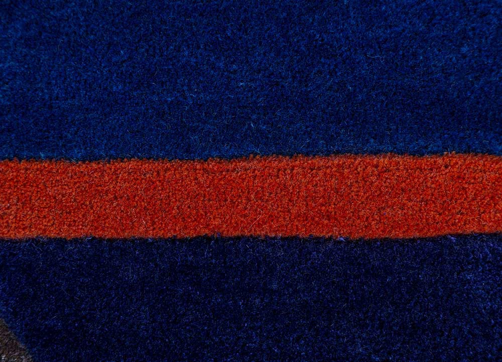 jaipur wunderkammer blue wool and viscose Hand Tufted Rug - CloseUp jaipur wunderkammer blue wool and viscose Hand Tufted Rug - CloseUp