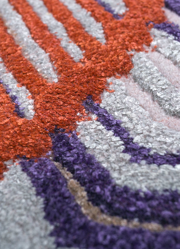 jaipur wunderkammer red and orange wool and viscose Hand Tufted Rug - CloseUp jaipur wunderkammer red and orange wool and viscose Hand Tufted Rug - CloseUp