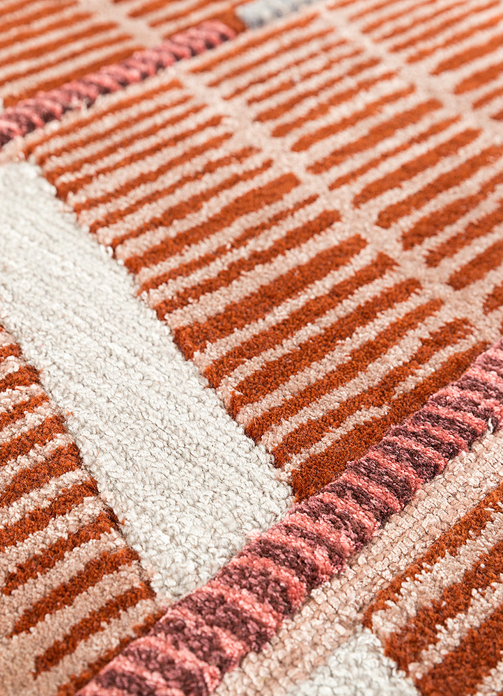 jaipur wunderkammer red and orange wool Hand Tufted Rug - CloseUp jaipur wunderkammer red and orange wool Hand Tufted Rug - CloseUp