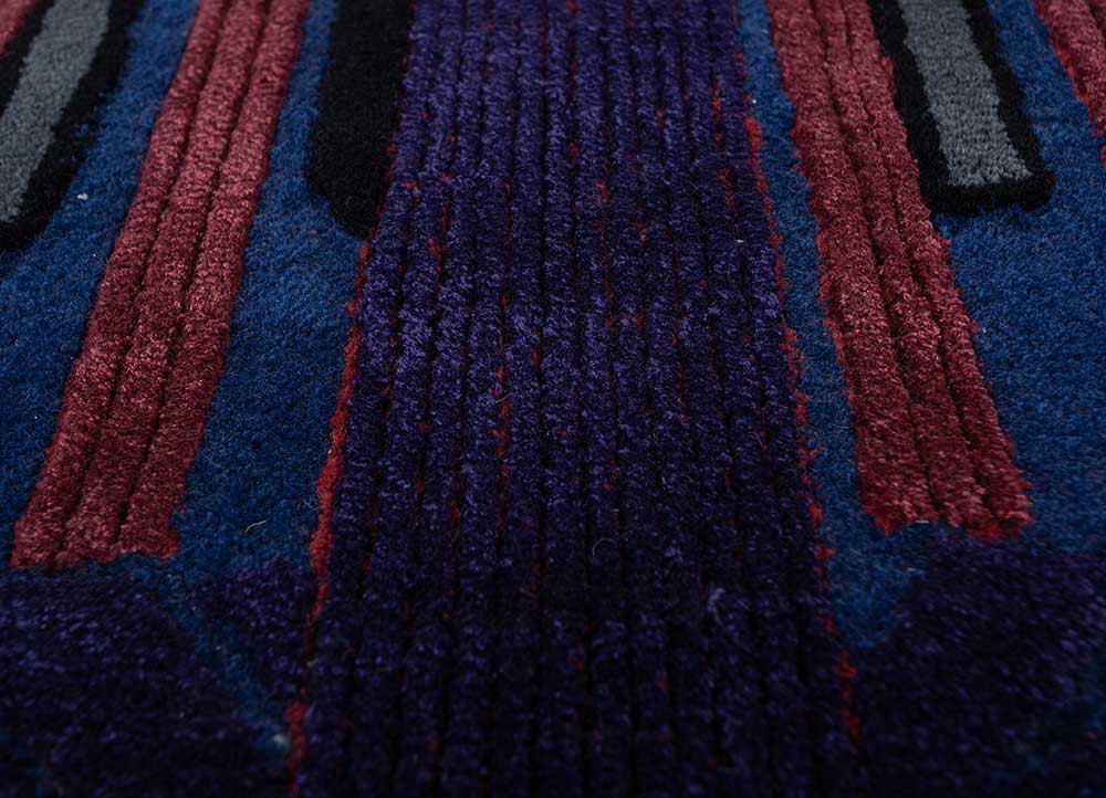 jaipur wunderkammer blue wool and viscose Hand Tufted Rug - CloseUp jaipur wunderkammer blue wool and viscose Hand Tufted Rug - CloseUp