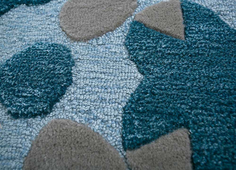 jaipur wunderkammer blue wool and viscose Hand Tufted Rug - CloseUp jaipur wunderkammer blue wool and viscose Hand Tufted Rug - CloseUp