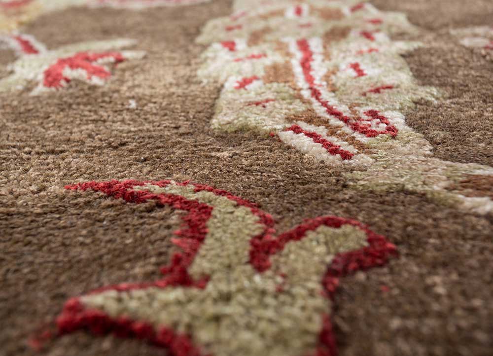 kasbah beige and brown wool and viscose Hand Tufted Rug - CloseUp