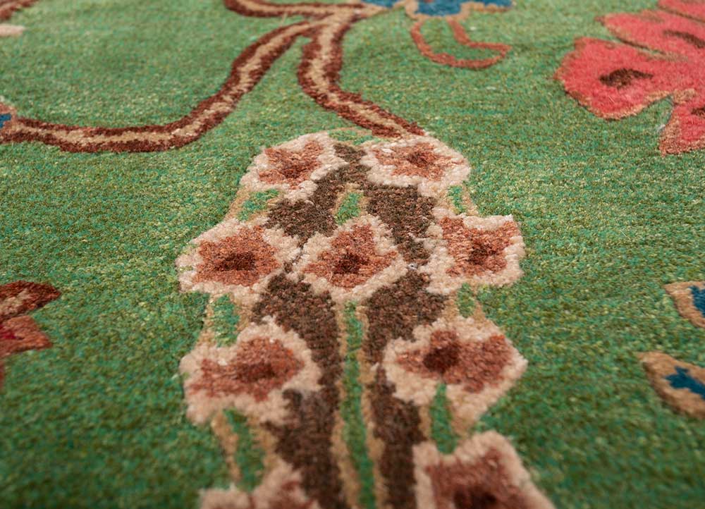 kasbah green wool and viscose Hand Tufted Rug - CloseUp